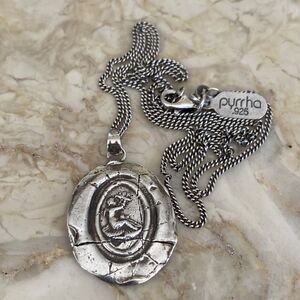 Pyrrha Cherub & Butterfly Rare Archived Talisman Sterling Silver 18” Chain